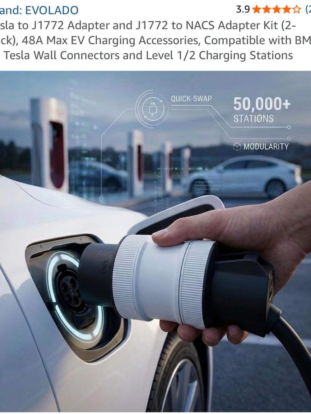 Source Unknown White and Black EV Charging Adapter Connector